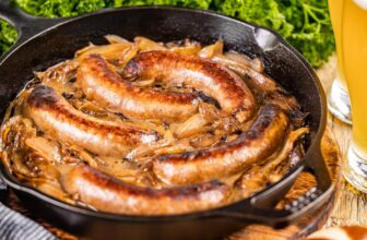 Beer Braised Bratwurst and Onions
