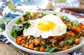 Candy Potato Hash with Eggs