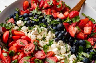Pink, White, and Blue Caprese Salad